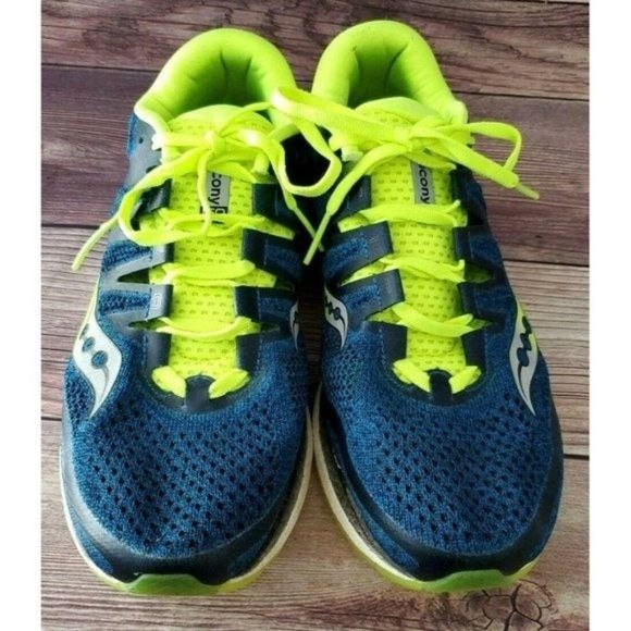 Saucony Mens Freedom ISO 2 Blue Yellow Sneakers 8 - Picture 3 of 6